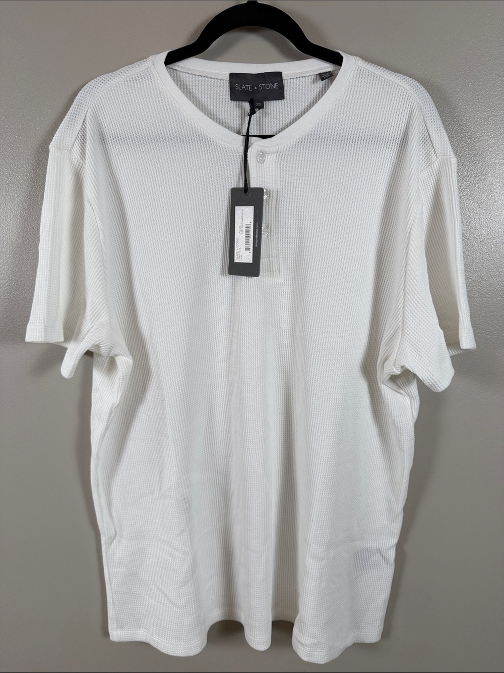 Slate & Stone White Waffle Knit Short Sleeve Henley